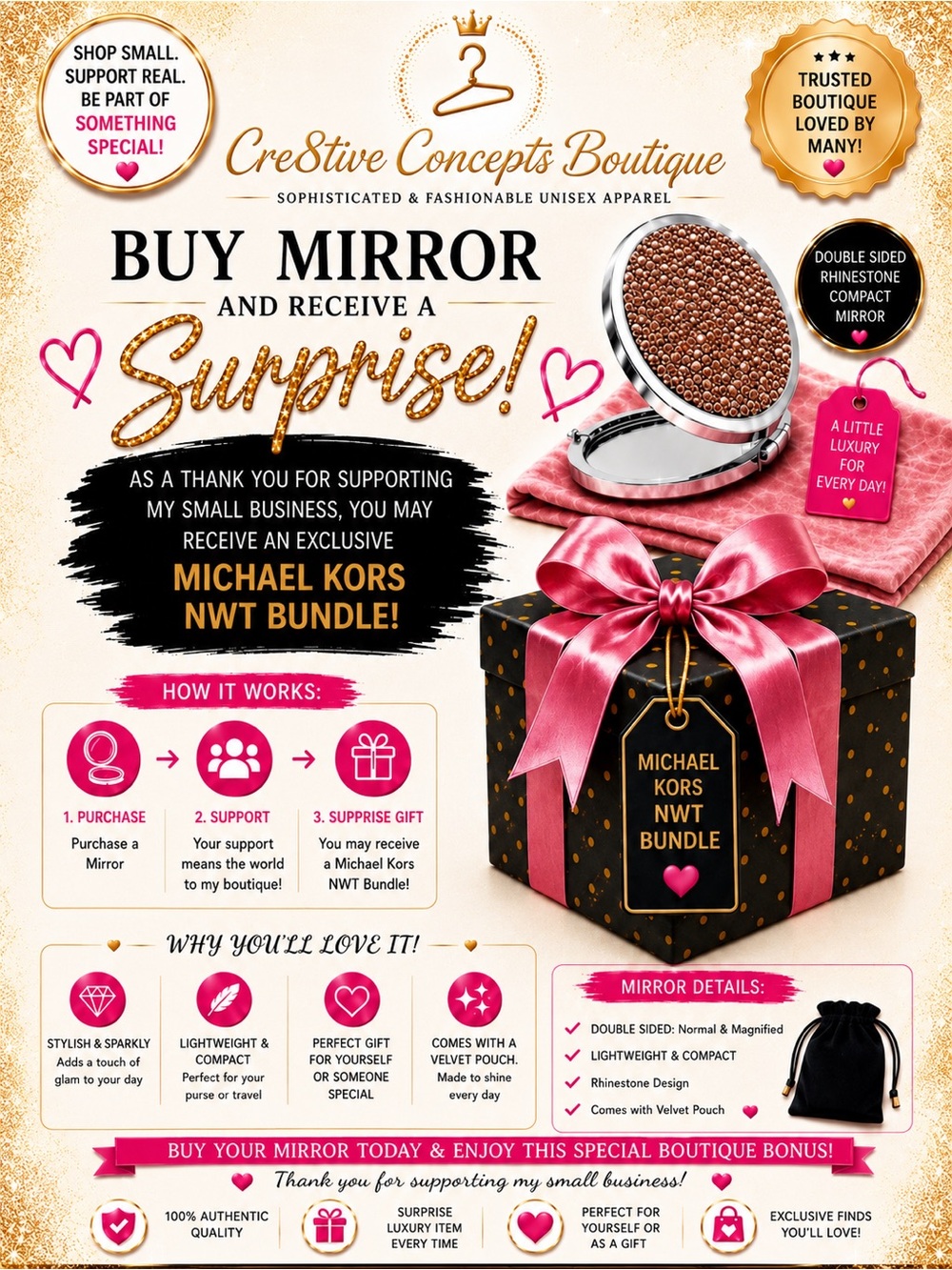 Buy a $15 Rhinestone Mirror & Receive ONE Credit Toward a Michael Kors Bundle